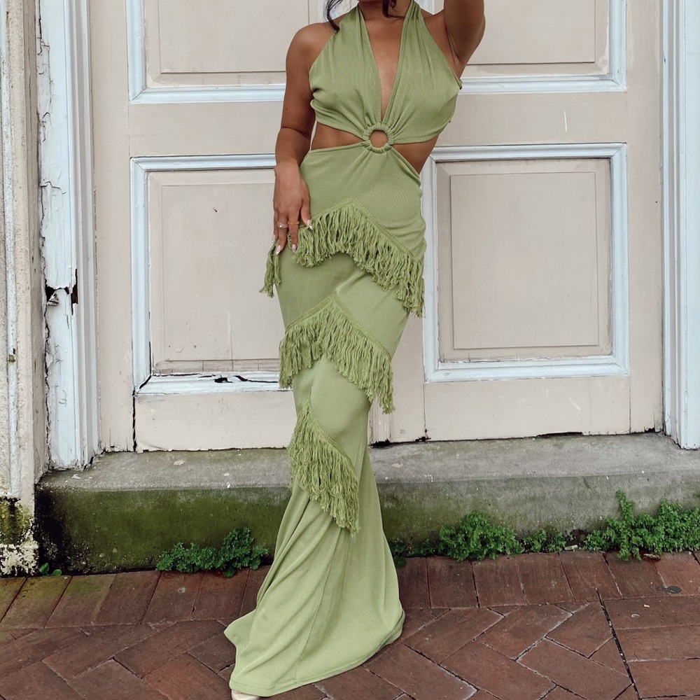Green Hinge Maxi Dress